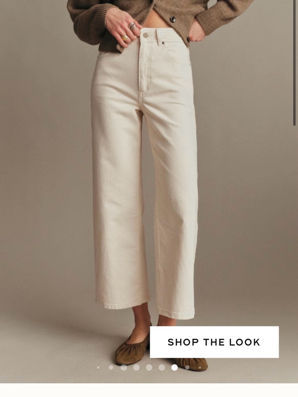 Sezane Le Crop High-Rise Wide-Leg Women’s Jeans in Cream